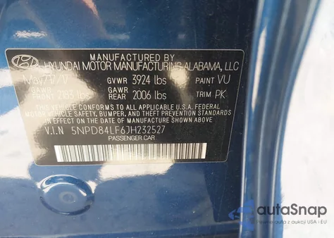 2018 Hyundai Elantra Sel из США, поврежденный, VIN 5NPD84LF6JH232527